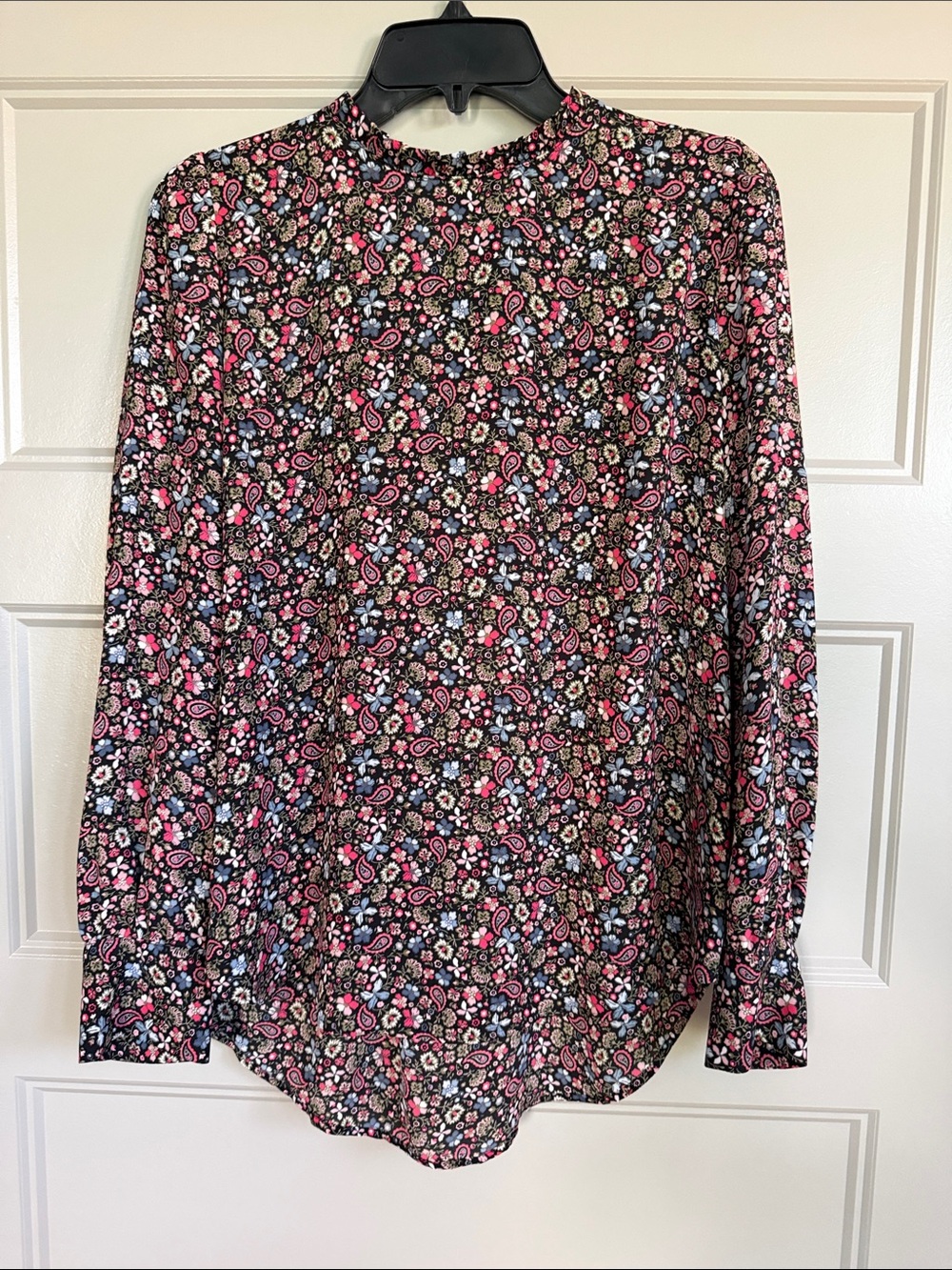 Loft Floral Paisley Long-Sleeve Shirt - Pink/Black